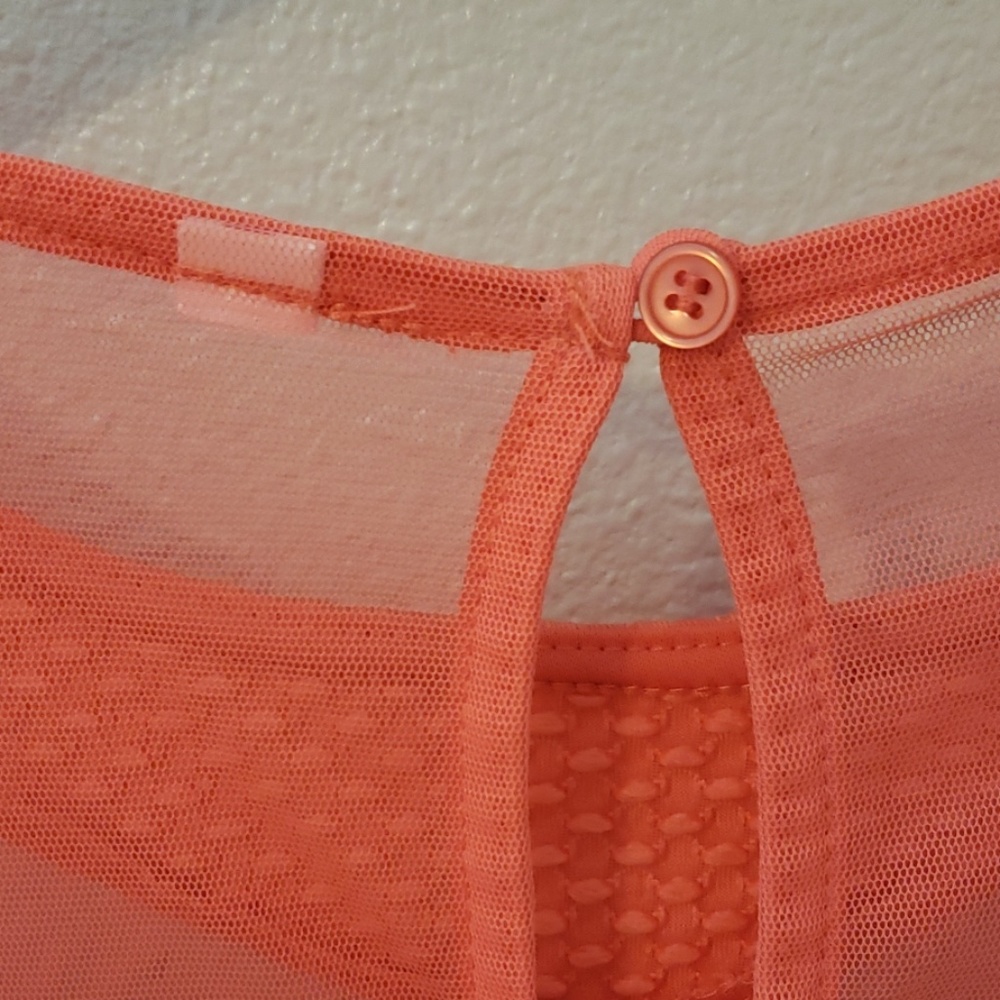 Xhilaration Coral Pink Mesh Yoke Mini Dress - Picture 8 of 8